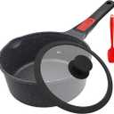 Non Stick Sauce Pan, 2.5 Qt Saucepan with Lid, Nonstick Sauce Pot & Saucepan with Pour Spout, Detachable Handle Milk Pan Pasta Pot, Mini Cooking Pot Induction Compatible, Oven Safe, PFOA Free