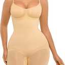 FeelinGirl Shapewear Bodysuit Tummy Control Seamless Sculpting Hip Enhancer Body Shaper for Women (Medium-Large, Latte Brown)