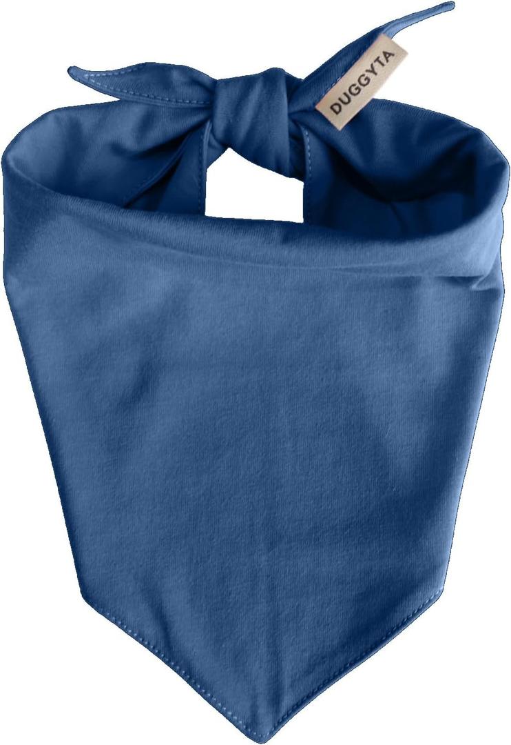 Premium Solid Navy Dog Bandana, Luxury Soft Cotton Adjustable Triangle Scarf for Medium Dogs, Comfortable, Stylish, and Customizable for All Seasons, Dog Accessories