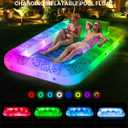 XL Inflatable Tanning Pool Float for 2 Adults with Lights,4 in 1 Suntan Tub Raft Float with Pillow, Cup Holders,85" X 59" Extra Large Blow Up Pool Floats for Sunbathing, Pool, Backyard, Beach, Lake