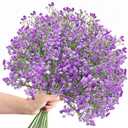 Babys Breath Artificial Flowers, Fake Gypsophila Babies Breath Real Touch Flowers for Wedding, Bouquet Floral Arrangement Party Home Decor Garden Decoration (24pcs, Purple)