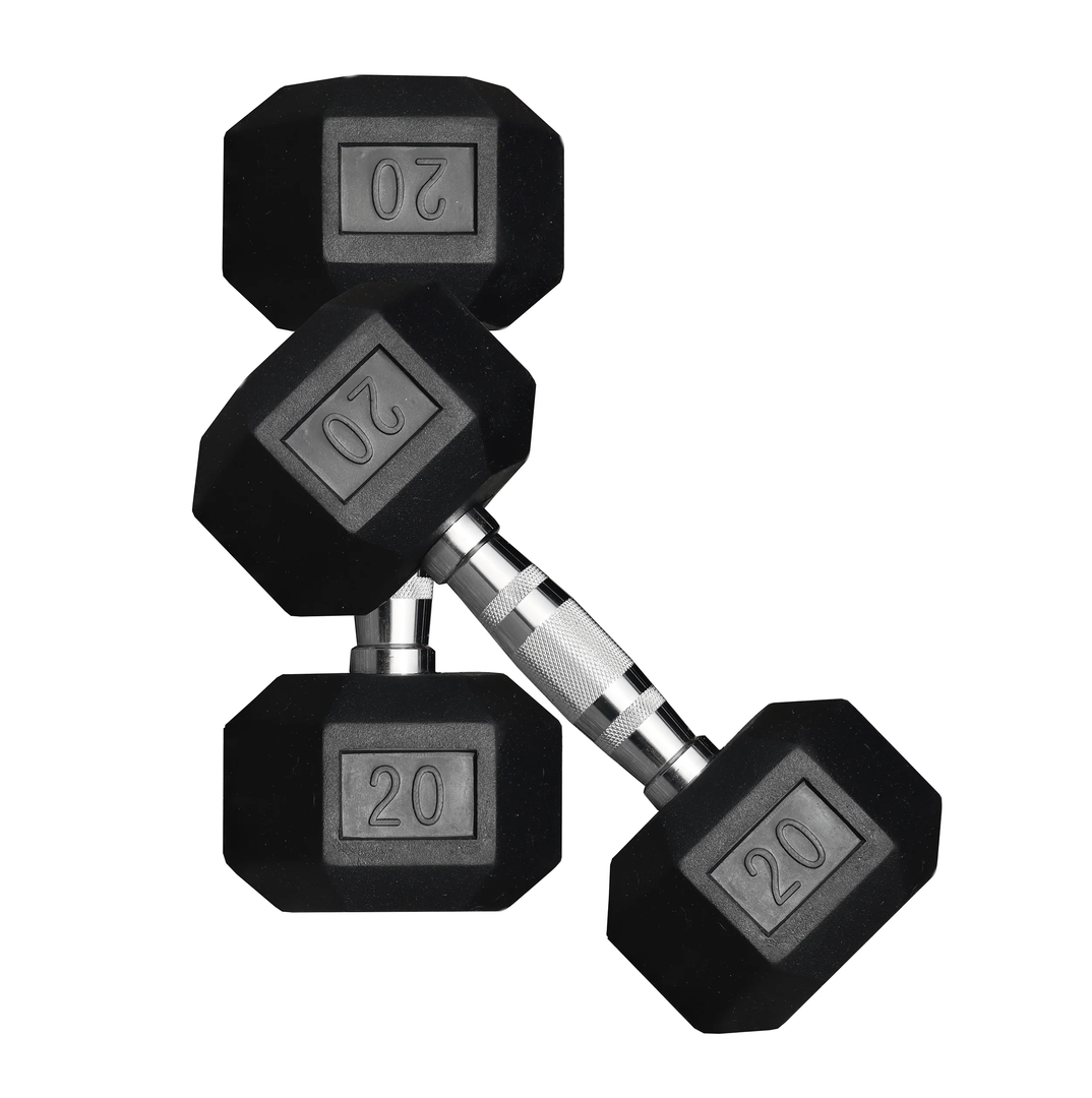 20 lbs Dumbbell pair, black, hex dumbbells