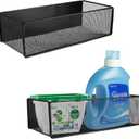 2 Pack Magnetic Shelf For Washing Machine, Laundry Room Organization And Storage Accessories, Magnetic Spice Racks For Refrigerator, Metal Storage Baskets For Laundry, Kitchen, Room Shelves (Black)