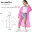2 x OFFITECTURE 2-Pack Reusable Rain Ponchos for kids - Hooded Raincoats for Boys Girls (Blue+Pink)