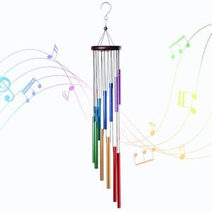 HOMEXUP Outdoor Colorful Wind Chimes for Outside with 12 Aluminum Tubes for Garden Patio Balcony and Home Decor (Color）