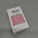 4 x 24 Pcs Pearl Shine Medium Square Fake Nails with Bow Designs, French Tip Glue On Nails, Reusable Black Bows, Full Cover Nude Artificial Nails for Women & Girls