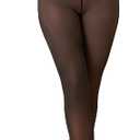 NEW YOUNG Fleece Lined Tights Women - Fake Translucent Warm Pantyhose Leggings Thick Thermal Tights for Winter, L-XL Black