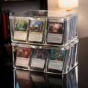 PUGED 2 Pack Large MTG Card Storage Box 4200+ Acrylic Clear Cards Trading Box Display Organizer Cases with Removable Dividers for MTG TCG Cards