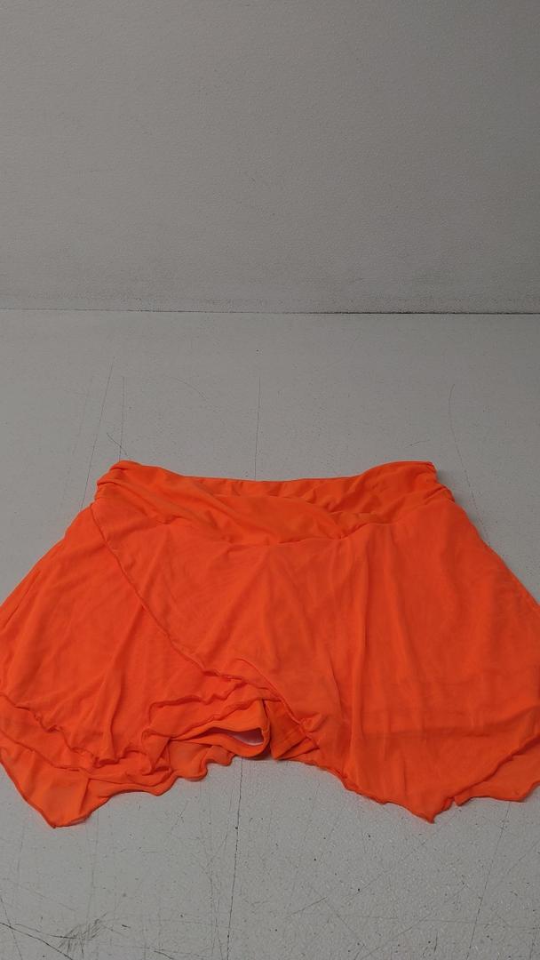 GRAPENT Swim Skirt Bottoms for Women Criss Cross High Waisted Bikini Bottom Layered Mesh Flowy Shorts Bathing Suit Skort, Orange XXL