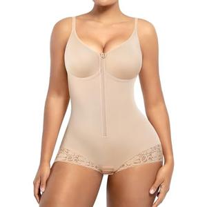 SHAPELLX Shapewear for Women Tummy Control Half Body Shaper Snatched Zipper Butt Lifting Faja Colombiana Bodysuits for Women XL