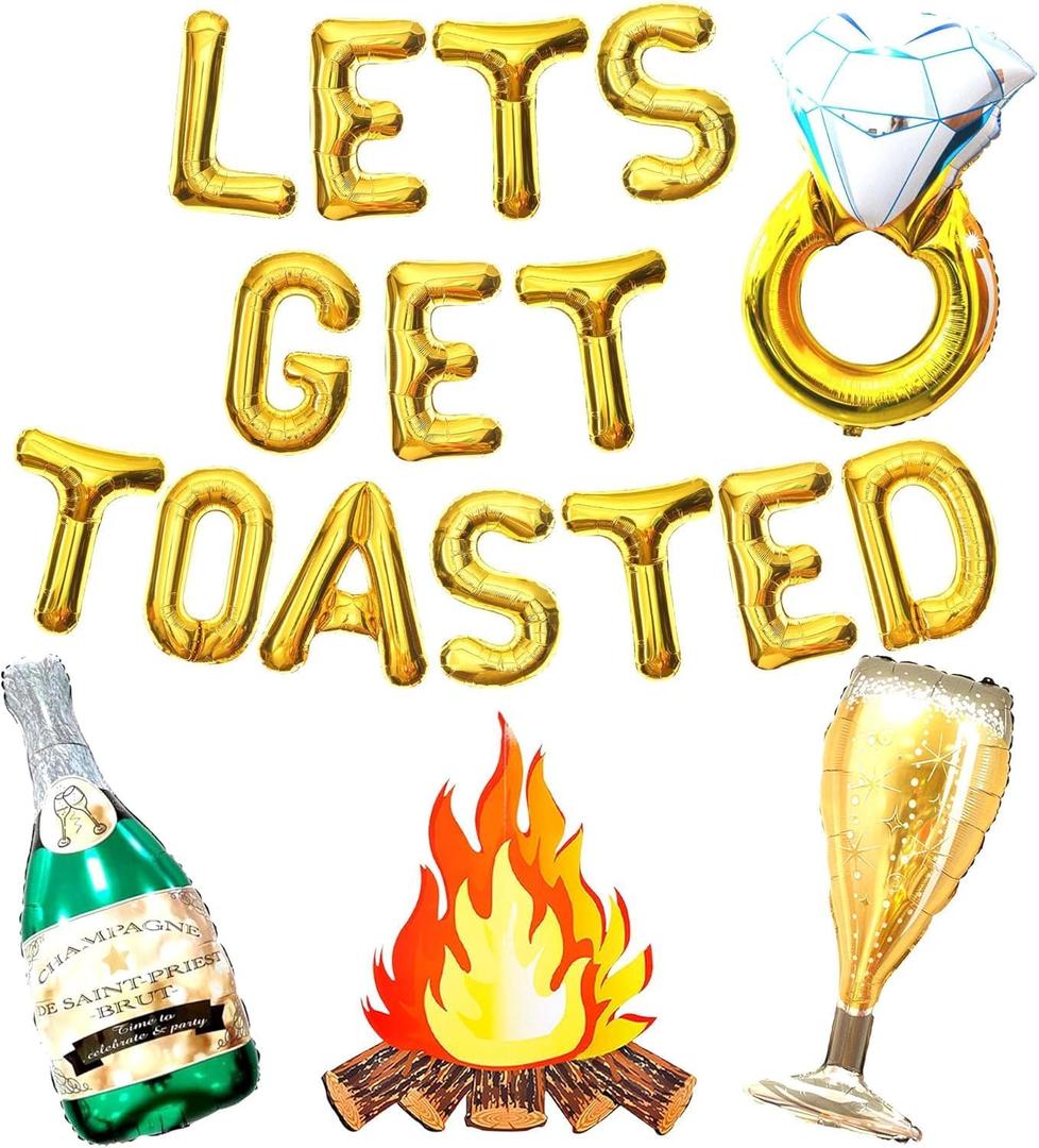 Lets Get Toasted Bachelorette Decoration Mountain Engagement Decoration Mountain Bachelorette Decoration Camp Bachelorette Decoration Camping Bachelorette Party Decorations (Golden)