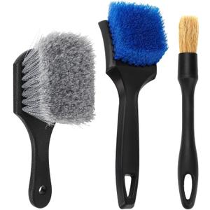 Wheel Rim Tire & Carpet Cleaning Brush Set, Soft & Stiff Bristle Wash Cleaning Supplies Kit for Car All Exterior Surface and Car Interior Cleaning Brush for Car Truck SUV RV Motorcycle (Blue)