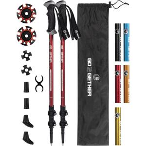 G2 GO2GETHER Aluminum Trekking Poles - Quick Adjustable Locks, Comfort Handle, Padded Strap, Snow Baskets - Walking Sticks Suitable for Hiking, Walking
