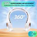 KIDEE Neck Fan, Portable Fan, Neck Fans Rechargeable, Upgraded LED Display, 4000 mAh Battery Operated, 3 Speeds Adjustable Personal Wearable Fan, Gifts for Women Men, Pearl White