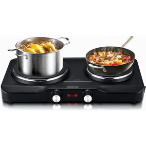 1800W Electric Hot Plate for Cooking, Double Burner with 7.2"&6.1" Aluminum Heating Plate, Portable Cooking Stove, Adjustable Temperature Controls, Easy to Clean, Compatible for All Cookwares (Double)