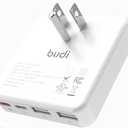 BUDI Flat USB C Wall Charger, 34W 4-Port Slim USB Wall Charger, Fast Charging Block with 20W Port Power Delivery and Dual Type-C for iPhone 16/15/14/13/12/11/Pro Max/XS/XR/8/7,Tablets