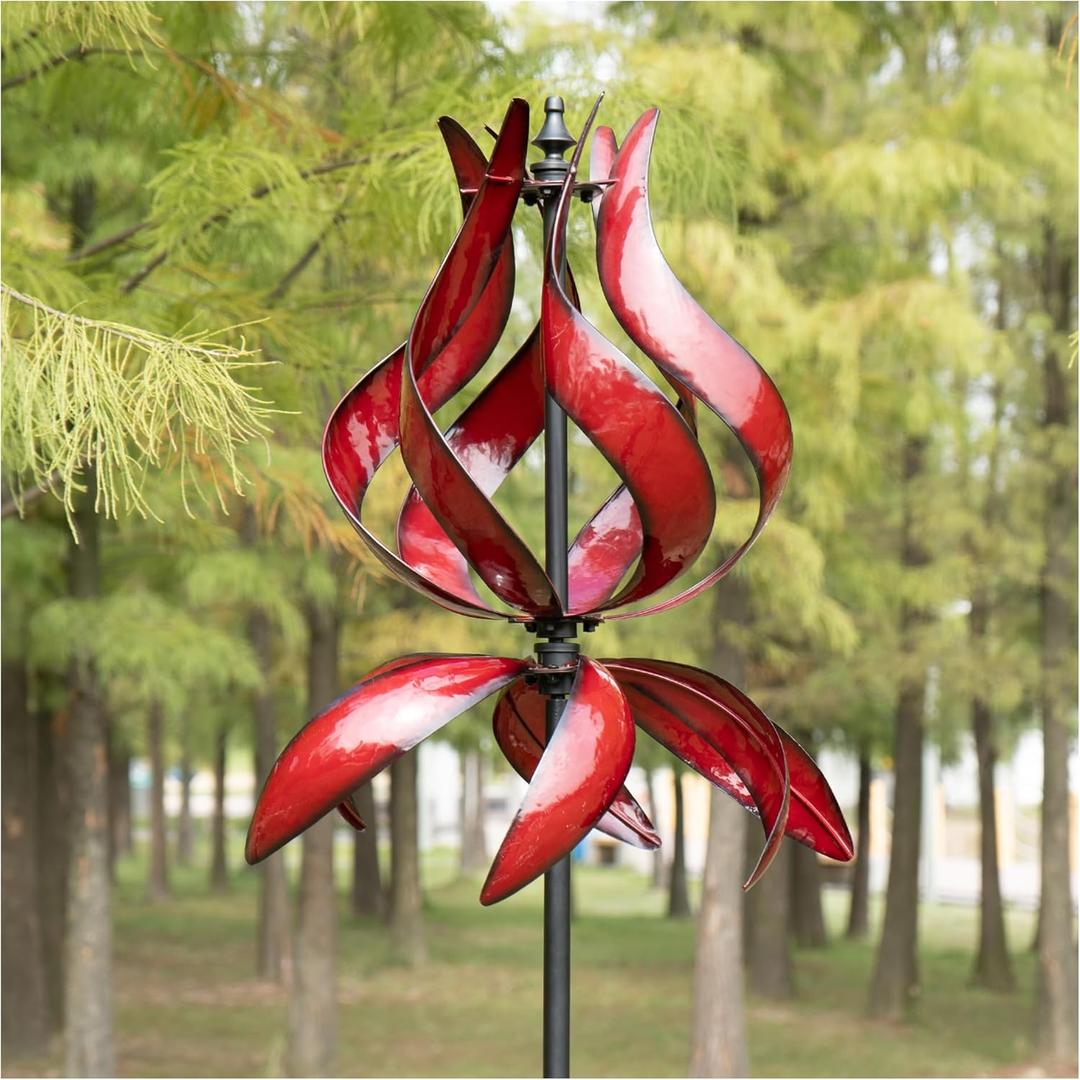 Large Garden Wind Spinner - Tulip Outdoor Yard Wind Sculptures & Spinners, Garden Decor Gift Ideas for Mother, Birthday, Housewarming (Dia19 x H87)