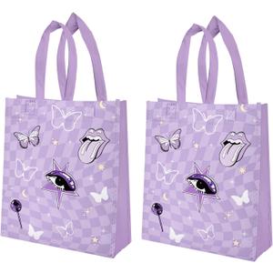 20Pcs Purple Music Party Gift Bags Non-woven Goodie Bag Reusable with Handle for Music Fans Gathering Purple Themed Birthday Decoration Supplies