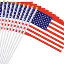 mflagperft USA Flags on Stick 12 Pack, Small Handheld American Flag | 5.5x8.2 in,Weather Resistant Polyester,Table Decor,School Projects,Teachers,Event Attendees,Soccer Games,Parades,Celebrations