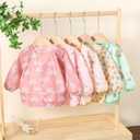 Long Sleeved Bibs,5 PCS Waterproof Wearable Bibs with Sleeves,Baby Feeding Smock, Medium : 6-24 Months