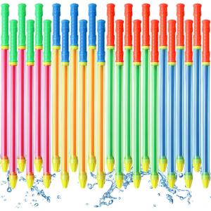 Sotiff 24 Pieces 22.4 Inch Crayon Water Guns Water Tube Squirters, Suction Gun Shooter Beach Pool Toys Squirt Squirters for Summer Game Party Favors