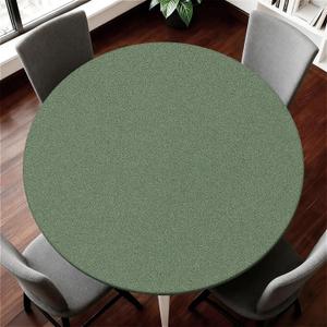 Round Tablecloth with Elastic Waterproof Table Cover for Up to 37"-44" Round Table, Oil Proof Circle Cover for Kitchen Dining Camping Picnic Party Holiday,Green