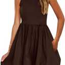PRETTYGARDEN Summer Dresses for Women 2026 Casual Mini Short Cocktail Dress Sleeveless Tank Crew Neck Bubble Sundress Pockets, Size XXL