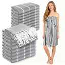 YSYJ 18 Pack Turkish Beach Towel 36 x 71 Inches Beach Towels Soft Lightweight Extra Large Pool Towels Quick Dry Sand Free Turkish Bath Towels Grey