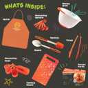 Cooking Essentials Set - 9 Pc. Kit Includes Recipes, Apron, Cutting Board, Mixing Bowl, Measure Cups, Spoons, Homemade Holiday Gifts