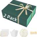 UoeRing 2 Pack Extra Large Green Gift Box 20x16x7 inch Luxury Gift Box for Presents with Magnetic Closure Lid Collapsible,Birthday,Christmas,Contains Card, Ribbon,Tissue Paper,Shredded Paper Filler