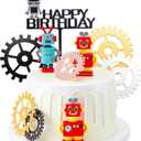 11 Pieces Robot Birthday Cake Toppers Gear Cake Cupcake Decorations Robot Themed Birthday Party Decorations Figurine for Party Favors Supplies