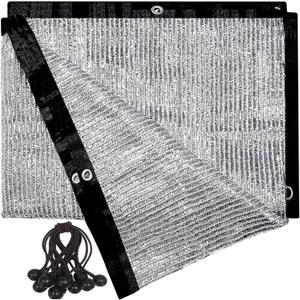 70% Aluminum Shade Cloth 13 FT x 24 FT, Durable Mesh Silver Tarps with Grommets and Ball Bungee,Reflective Sun Shade Net Cover for Pet Shade, Car Cover, Patio Garden, Pergola, Plants Growing, Pools