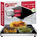 Magic Mill Premium-Grade Glass Food Warmer for Parties Buffet, XL Stainless Steel Modern Electric Warming Tray, Adjustable Temperature Control, Advanced Precision-Engineered Heating System Size-21x16