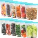 12 Pack Reusable Gallon Freezer Bags, Dishwasher Safe BPA Free Food Storage Bags, Extra Thick Leakproof Plastic Ziplock Bags for Meal Prep Fruits Sandwich Snack