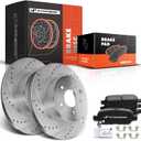A-Premium 12.13 inch (308mm) Rear Drilled and Slotted Disc Brake Rotors + Ceramic Pads Kit Compatible with Nissan & Infiniti Models - M35/M45, Q40, Maxima, EX35, EX37, G25, G35, G37, QX50, 350Z, 370Z