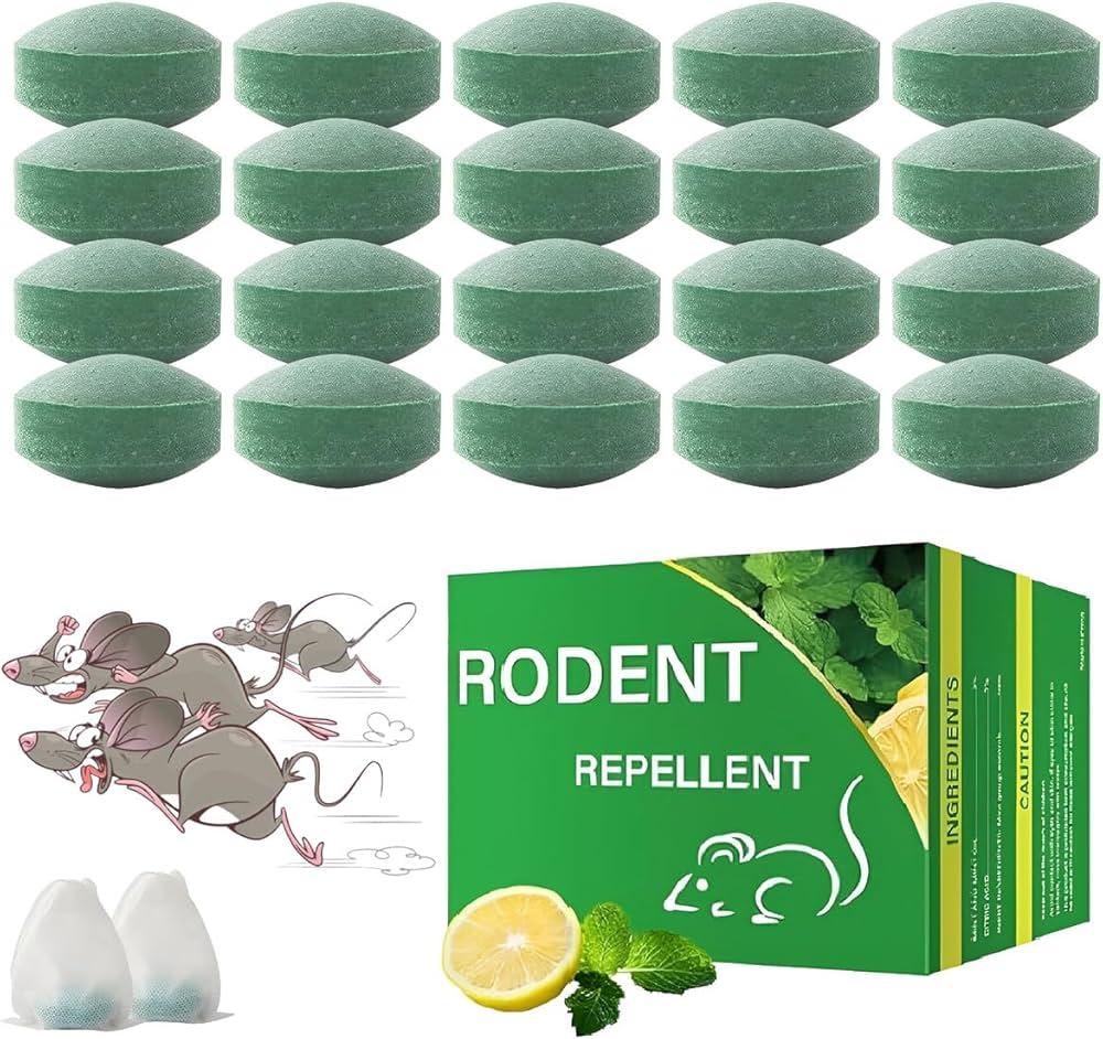 Mouse Rodent Repellent, 24 Pack Peppermint Oil for Mice Mouse Rats Squirrel Spider Pests Control Indoor & Outdoor Use, Natural Deterrent Replace Trap Poisoning Family & Pet Safe Green