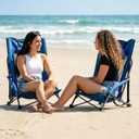 Beach Chairs for Adults Blue 1 Pack | High Back, Low Profile, 22.5'' Wide, Headrest, Breathable Mesh, Portable, Outdoor, Beach, Concert