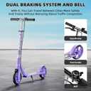 Scooters for Kids 8-12, Teens & Adults - Load 240 LBS, 8-Inch Wheels, Kick Scooter with Shock Absorption System, Hand Brake & Bell, 4 Adjustable Height Levels, Perfect for School, Commuting or Park