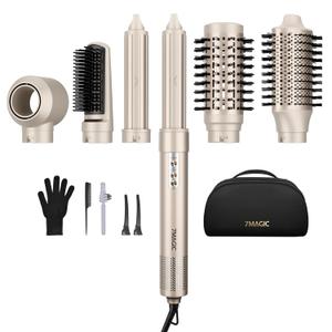 6 in 1 Multi Hair Styler Dryer Brush, 110,000 RPM High-Speed, Negative Ionic, Fast Drying for Professional Blow Dry, Curling, Volumizing, Straightening and Styling, Gold