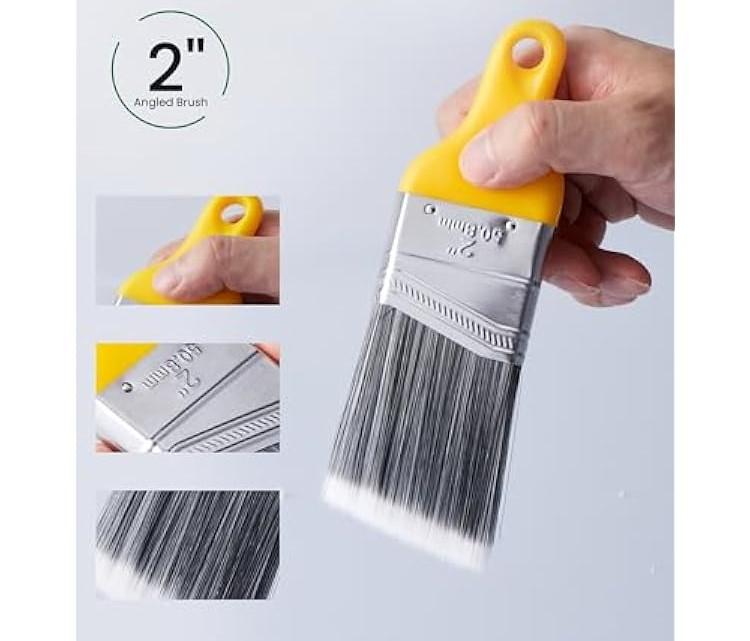 Precision Detail Paint Brush, Pro Grade, Angled for Cutting in, Trim and Furniture 2" 50.8mm