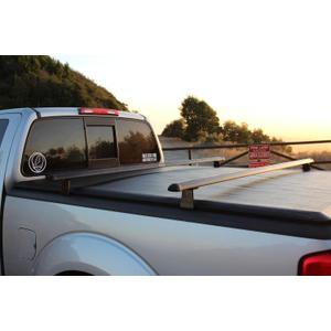 Truck Rack with Two Cross Bars and Four Brackets for Pickup Bed, Universal Aluminum Black Bar Length Adjustable from Min 49 to Max 64 Works with Tonneau Cover that Mounts on Top of Rails