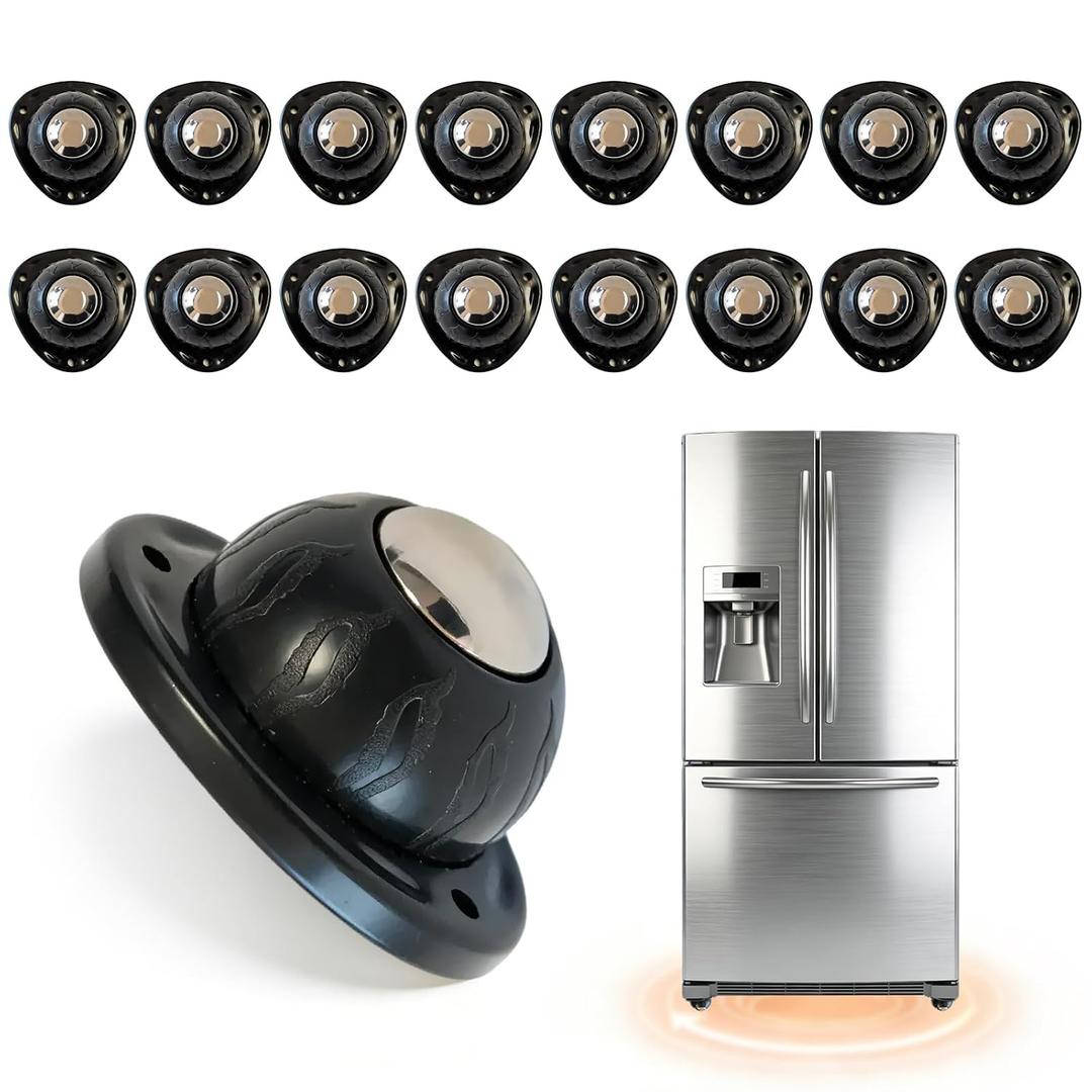 Black Stainless Steel Self Adhesive Caster Wheels - Low Profile Swivel Ball Casters, 60LBS Load Capacity Per Wheel, Universal Pulley for Furniture, Storage Bins, Trash Can, PC Case (Black-16)