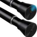 MEXAU 2 Pack Black Shower Curtain Rod 45 To 77 Inch Tension Shower Rod For Bathroom 7/8" Adjustable Spring Curtain Rod No Drilling Black Spring Rod Tension Curtain Rods for Windows Doorway Closet