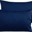 NTBAY Egyptian Cotton Queen Pillowcases - Set of 2, 500 Thread Count Cotton Pillowcases - Soft and Breathable Envelope Closure Pillow Cases - 20x30 Pillow Covers for Bed, Navy Blue