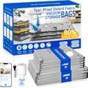 5 Jumbo + 5 Large Tear-Proof Vacuum Storage Bags with Pump, Oxford Fabric Reusable Space Saver Vacuum Storage Bags for Travel, Clothing, Luggage, Packing, Blankets, Quilt (Grey)
