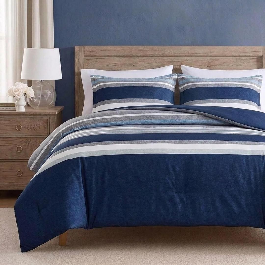 Nautica - Twin/Twin XL Comforter Set, Soft Brushed Bedding with a Relaxed Feel for Year-Round Use, 2 Piece Bed Set with Matching Pillowcase (Heathered Block Grey)