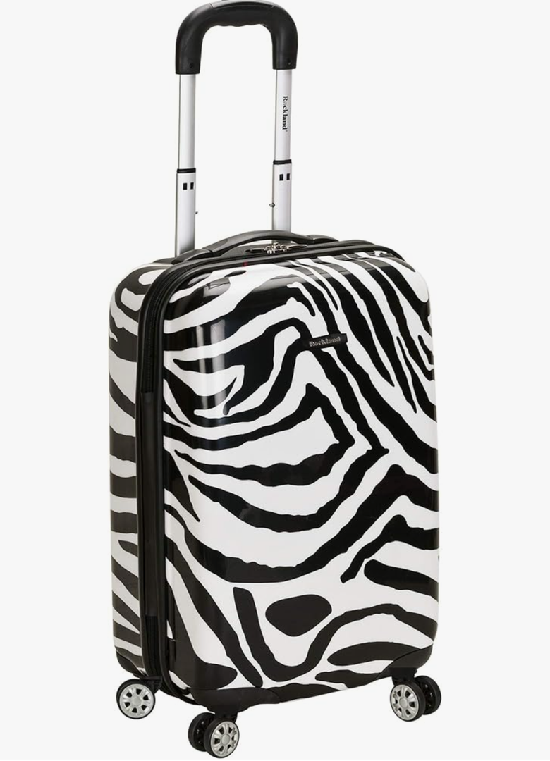 Rockland Safari Hardside Spinner Wheel Luggage, Zebra, Carry-On 20-Inch