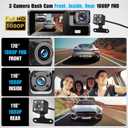 1080P 3 Channel Dash Camera for Car Front and Rear Inside Dashcam Car Video Recorder,170Wide Angle Vehicle Cam,WDR,G-Sensor,2 IPS Screen,Loop Recording,Night Vision(3Channel Dash Cam With 32G Card)