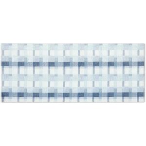 Martha Stewart Stella Owen Plaid Slip-Resistant Kitchen Mat Runner, Blue/White, 20"x50" (1'8" x 4'2" (Rectangular))