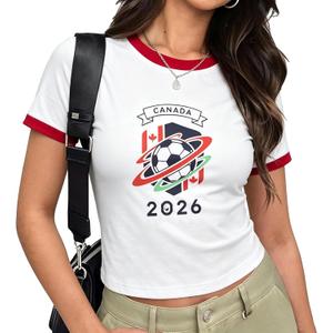 Soccer Cup 2026 Shirt Women Mexico Baby tee Brazil Crop Jersey Funny Soccer Graphic Short Sleeve Tops (XL)